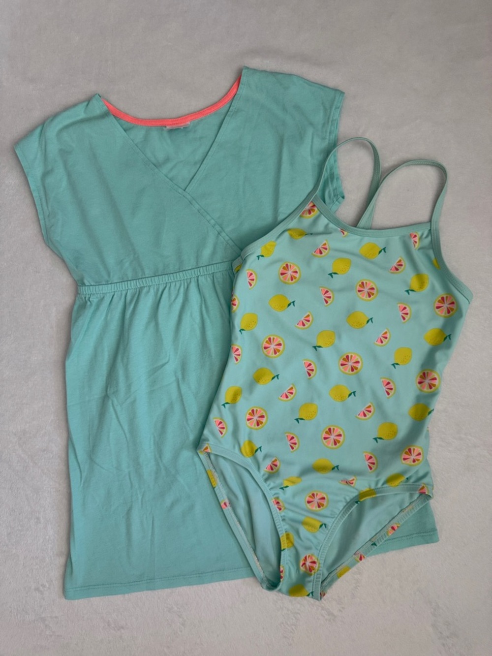 Old Navy & Circo | Lemon Citrus Print One Piece Swimsuit & Coverup Set (M)